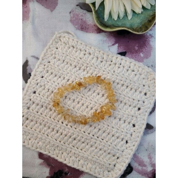 Natural Citrine Gemstone Bracelet | Yellow Crystal Chips | Stretch Jewelry - Picture 3 of 7